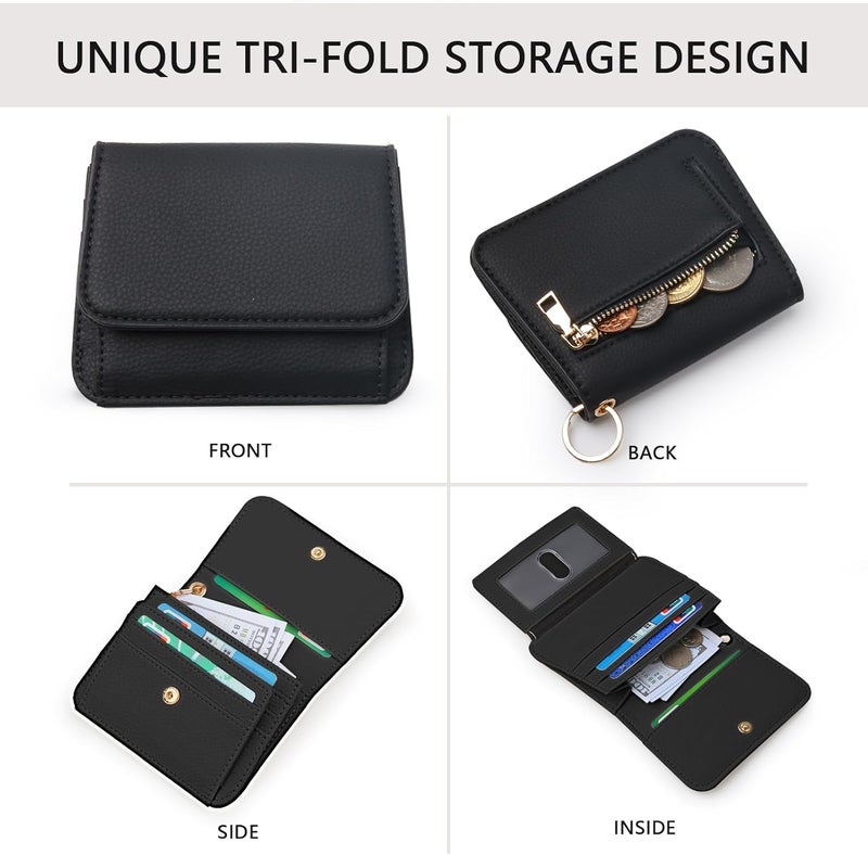 Sunpour Store Keychain Wallet RFID Wristlet Wallets for Women,Small Wallets Woman Key Chain Wallet with Coin Pocket and Id Window - Image 3